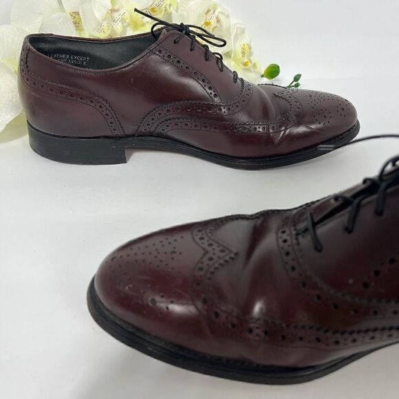 Hanover Mens Wingtip Dress Shoes size 11 Burgundy - Picture 15 of 16
